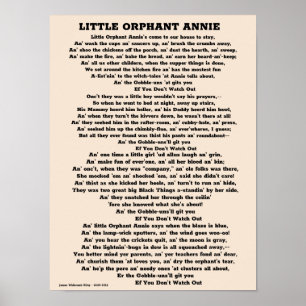 KLEIN ORPHANT ANNIE POEM POSTER