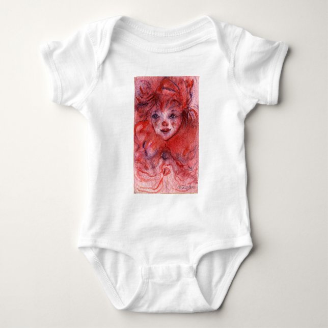 KLEIN ROT CLOWN BABY STRAMPLER (Vorderseite)