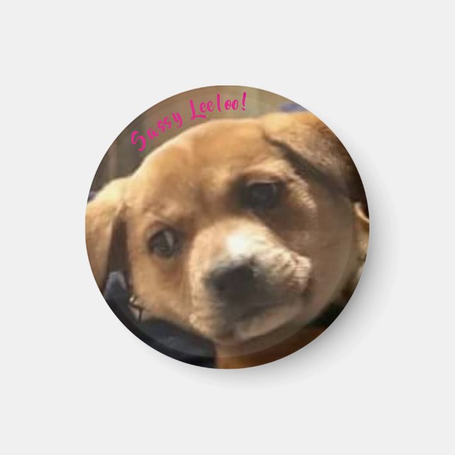 Klein, runder Sassy Leeloo! Magnet (Vorne)