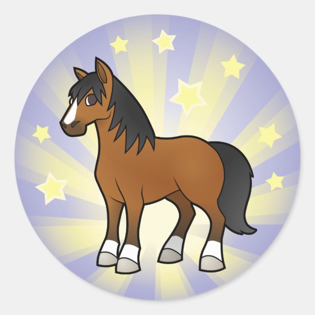 Klein Stern Pferd Runder Aufkleber (Vorderseite)