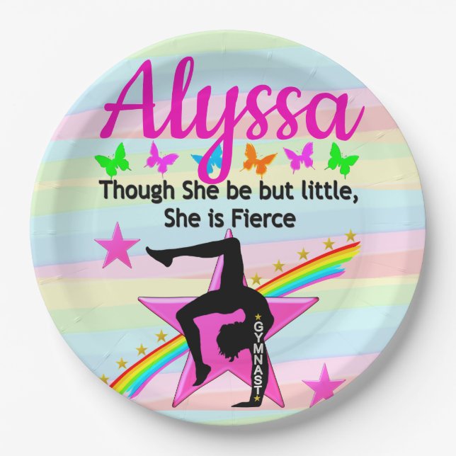 KLEINE, ABER KLEINE GYMNASTIK QUEEN DESIGN PAPPTELLER (Vorderseite)