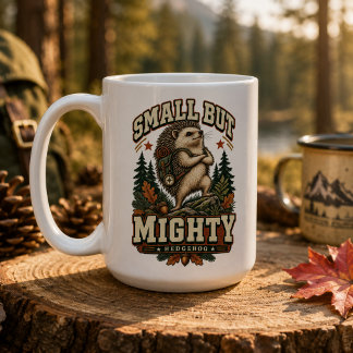 Kleine aber mächtige Retro-Abenteuer-Igel-Camping Kaffeetasse