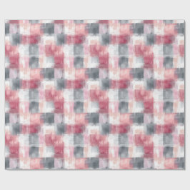 Kleine Abstrakte Gingham Pink und Grau Geschenkpapier