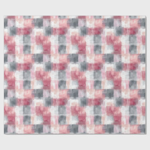 Kleine Abstrakte Gingham Pink und Grau Geschenkpapier
