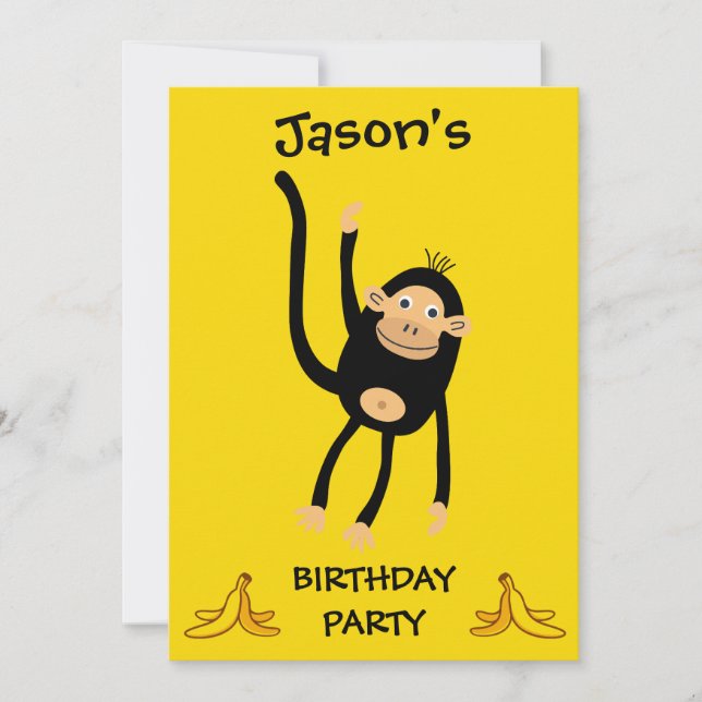 Kleine Affen Geburtstagsparty Einladung (Vorderseite)