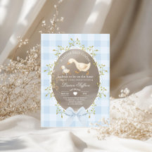 Kleine alberne Gans-Baby-Party Blau Gingham