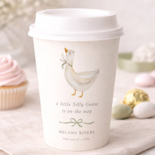 Kleine alberne Gans Hellgrüne Schleife Baby Shower Pappbecher