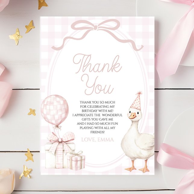 Kleine alberne Gans Pinker Geburtstag Dankeskarte (Von Creator hochgeladen)