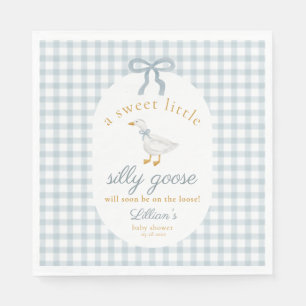 Kleine alberne Gans-Schleifen-Baby-Party Blau Ging Serviette