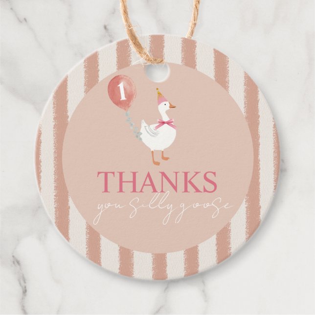 Kleine Alberne Gänse Pink Ballon Girl 1. Geburtsta Geschenkanhänger (Vorderseite)