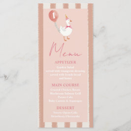 Kleine Alberne Gänse Pink Ballon Girl 1. Geburtsta Menükarte