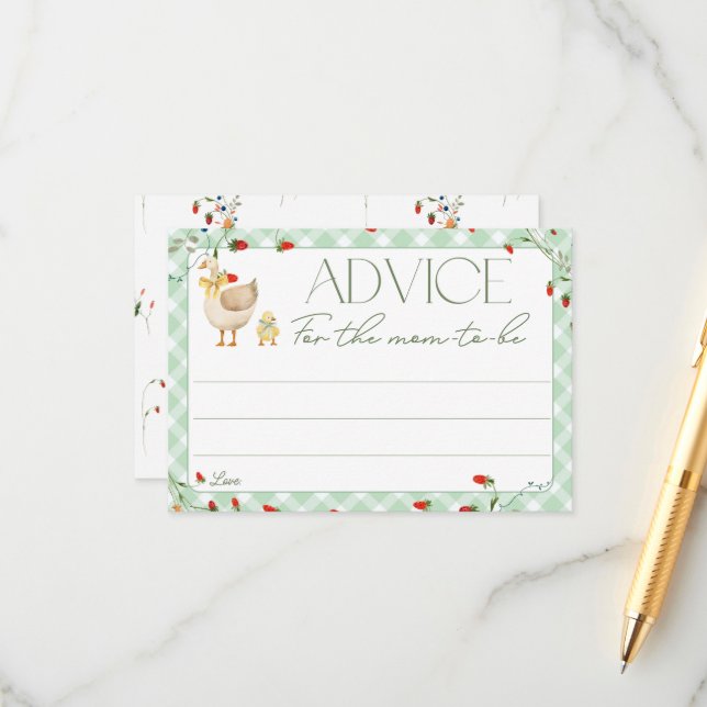 Kleine Alberne Gänsedusche für Mama Begleitkarte (Vorderseite/Rückseite Beispiel)