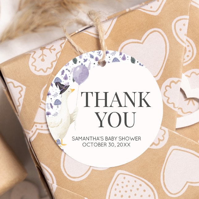 Kleine Alberne Gänsedusche Geschenkanhänger (Silly Little Goose Halloween Baby Shower Round Favor Tags)