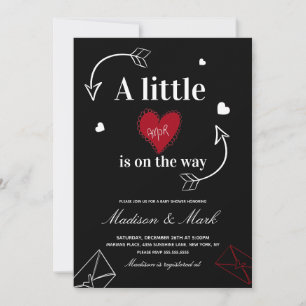Kleine Amor ist auf dem Weg Doodles Babyparty Einladung