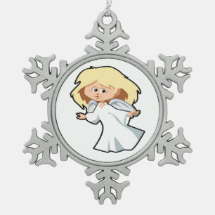 KLEINE ANGEL MÄDCHEN SCHNEEFLAKE PEWTER CHRISTMAS  SCHNEEFLOCKEN Zinn-Ornament