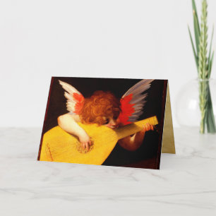 KLEINE ANGEL SPIELEN LUTE Music Making Cherub Feiertagskarte