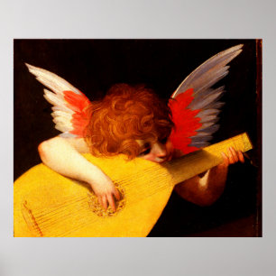 KLEINE ANGEL SPIELEN LUTE Music Making Cherub Poster