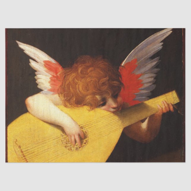 KLEINE ANGEL SPIELEN LUTE Music Making Cherub Seidenpapier (Vorderseite)