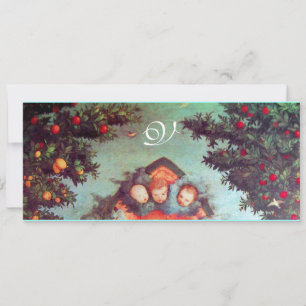 KLEINE ANGELS MONOGRAM hell antikblau rot Einladung