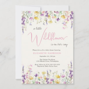 Kleine Aquarell-Wildblumen-Baby-Mädchen-Party Einladung
