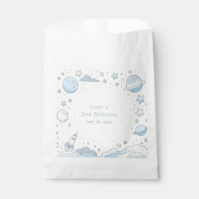 Kleine Astronauten, Große Kindergeburtstag Geschenktütchen (Vorderseite)