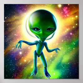 Kleine Baby-Alien im Weltraum verloren Poster