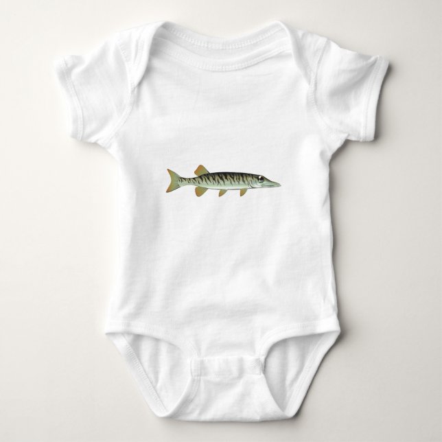 Kleine Baby muskie vektorkunst-Fischfarm Strampler (Vorderseite)