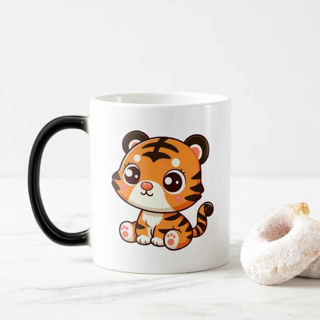 Kleine Baby Tiger Cub Sitzen Verwandlungstasse (Mit Donut)