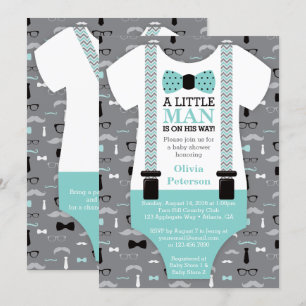 Kleine Babydusche, Aquamarin, schwarz Einladung