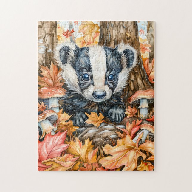 Kleine Badger im Herbst Puzzle (Vertikal)