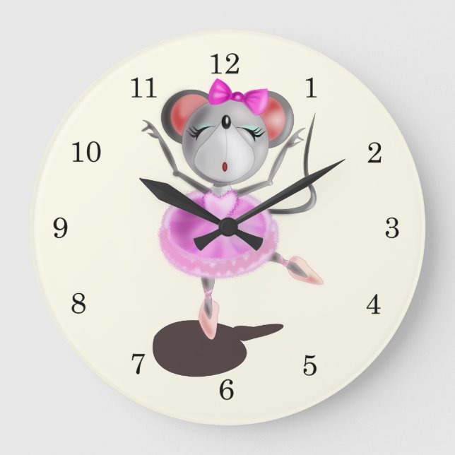 Kleine Ballerina-Maus Große Wanduhr (Vorderseite)