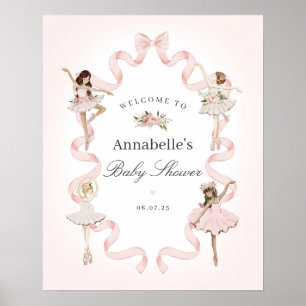 Kleine Ballerina Pink Babydusche Begrüßungszeichen Poster