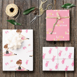 Kleine Ballerina Pink Ballettmädchen Geburtstag Geschenkpapier Set
