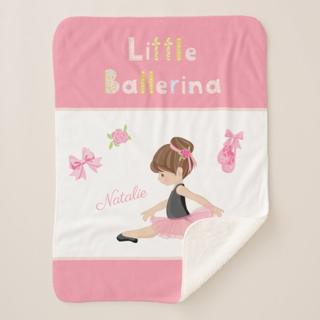 Kleine Ballerina Pink Ballettmädchen Name Sherpadecke (Vorderseite)