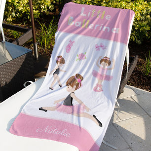 Kleine Ballerina Pink Ballettmädchen Name Strandtuch
