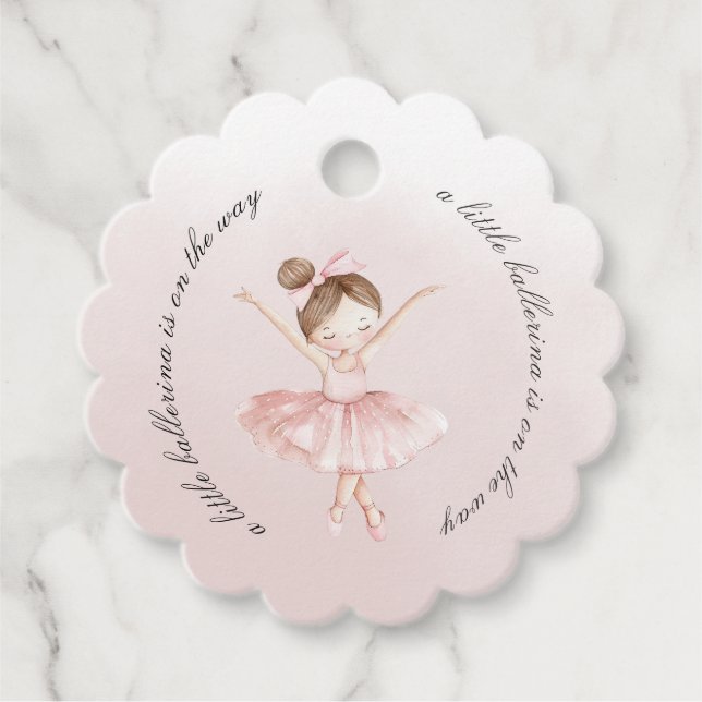 Kleine Ballerina Watercolor Girl Babydusche Geschenkanhänger (Vorderseite)