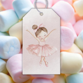 Kleine Ballerina Watercolor Girl Babydusche Geschenkanhänger