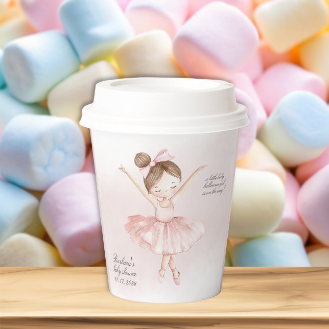 Kleine Ballerina Watercolor Girl Babydusche Pappbecher (A Little Ballerina Watercolor Girl Baby Shower Paper Cups)