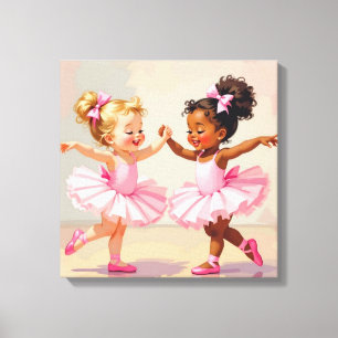 Kleine Ballerinas tanzen süße Illustration Leinwanddruck