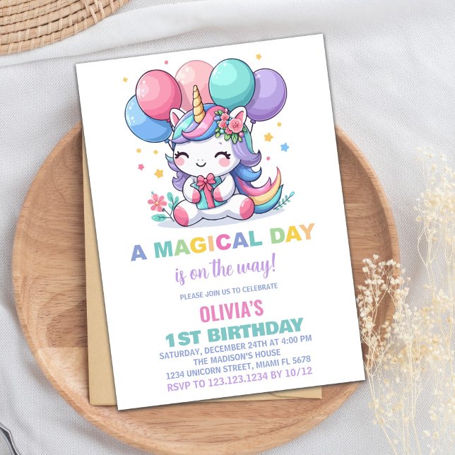 Kleine Ballons Einhorn Geburtstagseinladungen Einladung (Little Balloons Unicorn Birthday Invitations)