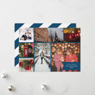 Kleine Band-Mehrfach-Foto-Weihnachten Blaue Streif Feiertagskarte