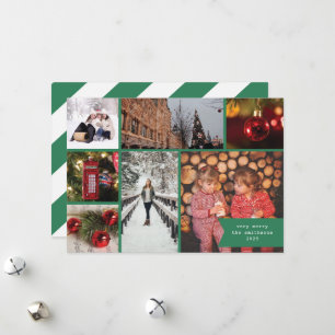 Kleine Band-Mehrfach-Foto-Weihnachten Grüne Streif Feiertagskarte