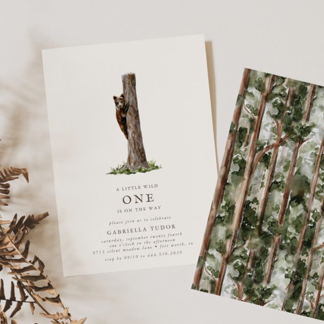 Kleine Bärendusche mit ausgeklügeltem Wildwald Einladung (Available for print & instant digital download!)