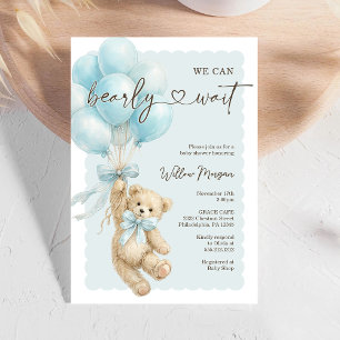 Kleine Bärenjungen-Baby-Party-Teddybär-Ballons Einladung