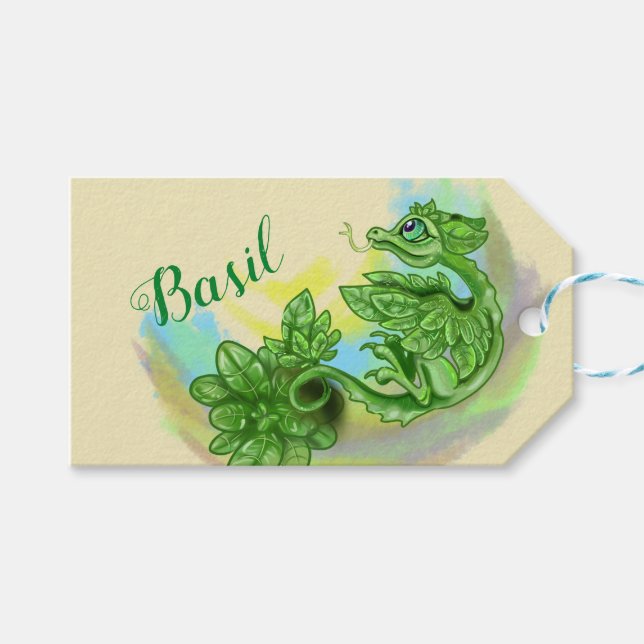 kleine Basil Herb Dragon Geschenkanhänger (Vorderseite (Horizontal))