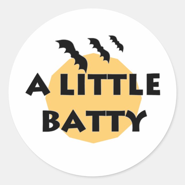Kleine Batty-Fledermäuse und Mond Runder Aufkleber (Vorderseite)