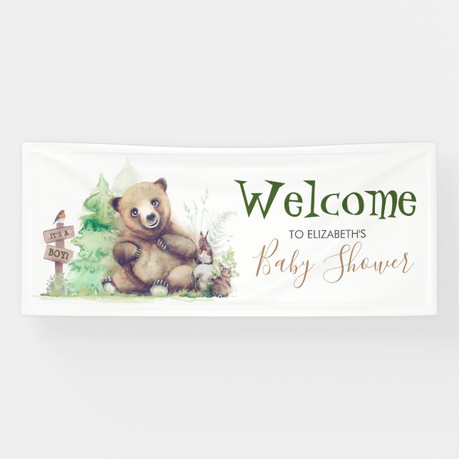 Kleine Bear Baby Dusche Willkommen Banner (Horizontal)