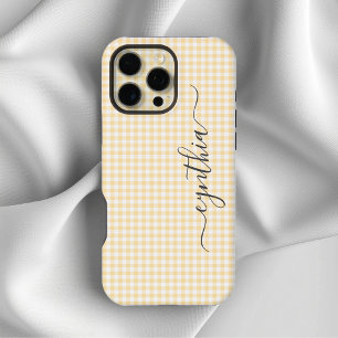 Kleine Beige Gingham-Unterschrift iPhone 16 Pro Max Hülle