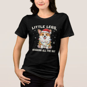 Kleine Beine wedeln den ganzen Weg – Süßer Corgi Tri-Blend Shirt