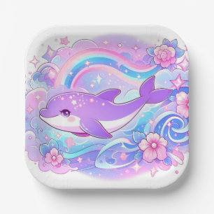 Kleine, bezaubernde Dolphin-Babydusche Pappteller